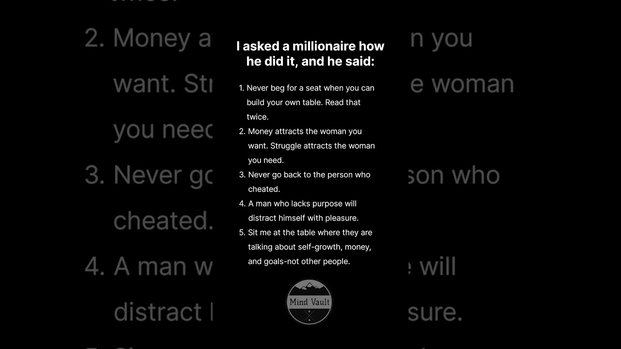 millionaire's advice for success ?